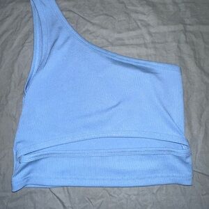 SHEIN Sky Blue Ribbed Top